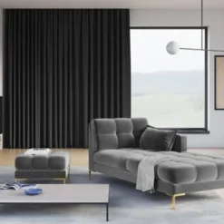 Micadoni Home Méridiennes Méridienne En Velours Gris Clair