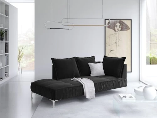 Micadoni Home Méridiennes Méridienne En Velours Noir – Image 2