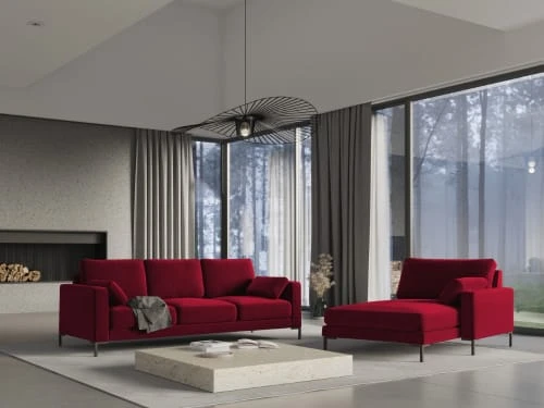 Micadoni Home Méridiennes Méridienne En Velours Rouge – Image 2