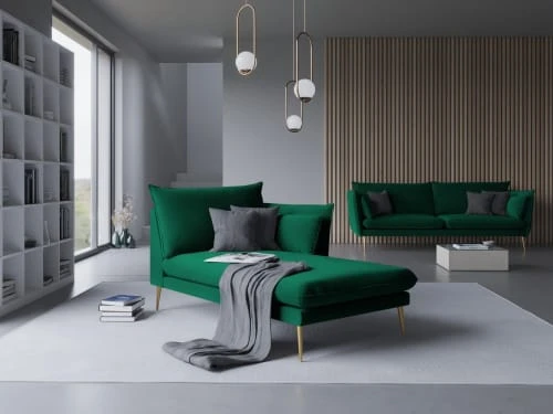 Micadoni Home Méridiennes Méridienne En Velours Vert Bouteille – Image 2