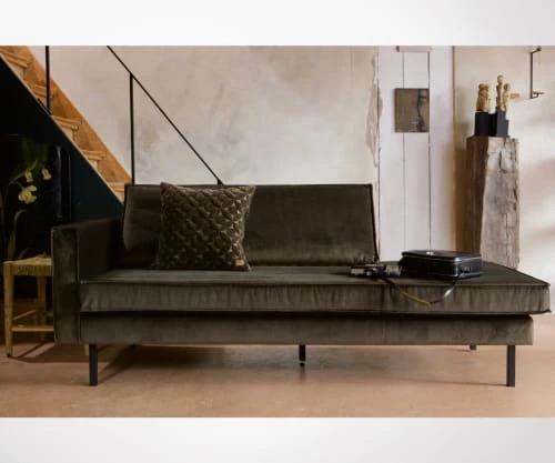 Bepurehome Méridiennes Méridienne Gauche En Velours Vert Olive – Image 5