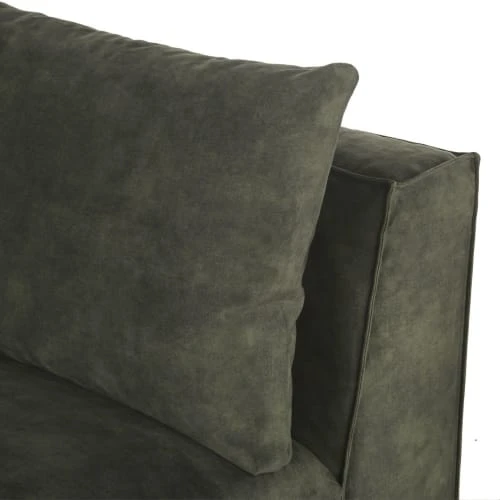 Maisons Du Monde Méridiennes Méridienne Gauche Pour Canapé Modulable En Velours Marbré Vert – Image 3