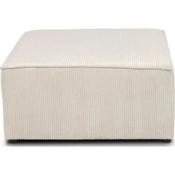 Homifab Canapés Petits Prix Pouf Modulable En Velours Côtelé Beige, MADE IN FRANCE